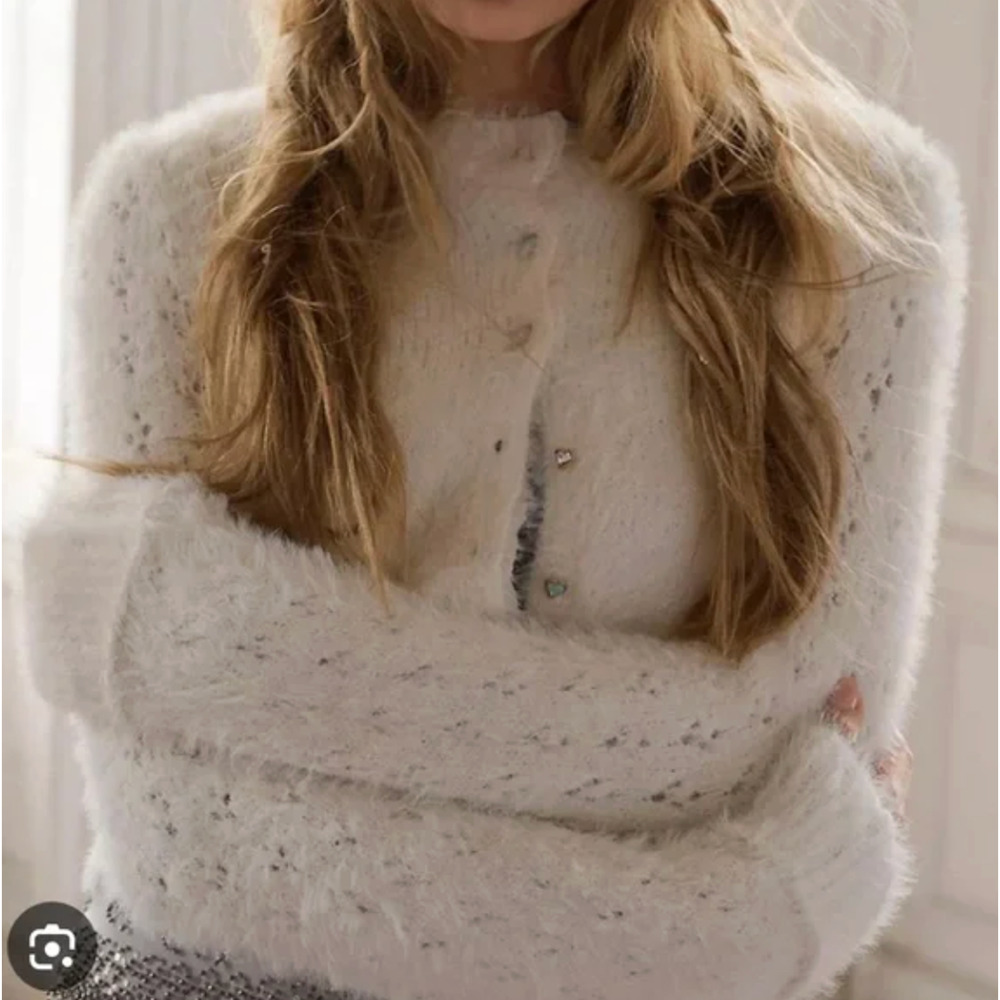Free People Celeste Brushed Knit Cardigan Sweater Ivory